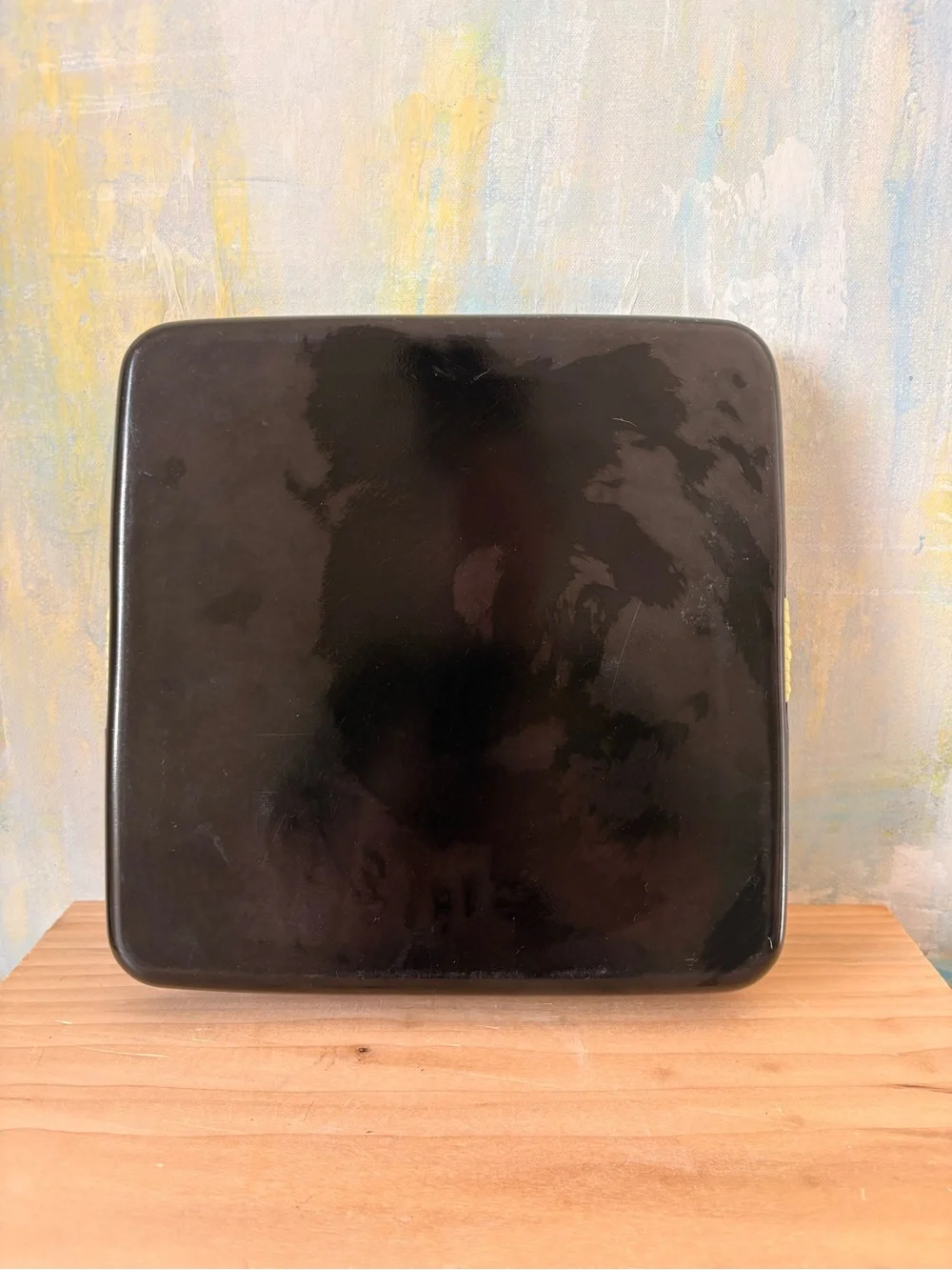 Vintage 1980s Lacquerware-Style Black and Red Floral Peacock Vanity Trays
